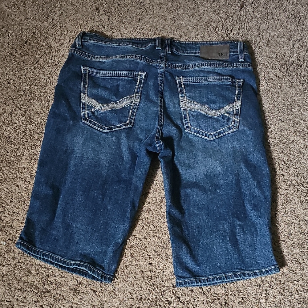 BKE Men's Dark Blue Washed Denim Shorts - Picture 4 of 5